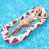 Schwimmmatte Netz, Shyllin Poolliege, Tragbar und Langlebig, Wasser HäNgematte, Geeignet zum Fotografieren, Sommer, Schwimmbad, Party, WasserhäNgematte mit Netz, Pool Luftmatratze (Wassermelonenrot)