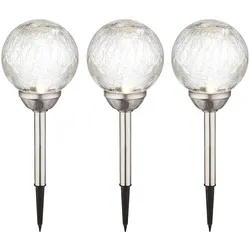3er Set  RGB LED Solar Leuchten Steck Lampen Beleuchtungen Glas Kugel Außen Strahler Farbwechsel