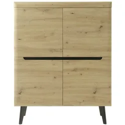 Furn.Design Highboard in Artisan Eiche und schwarz skandinavisch 107 x 134 cm Ronson