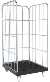 HMH rolltainer® Transportwagen BASIC 724 x 815 mm 3-seitig blau verzinkt ø 20 mm