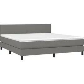 vidaXL Boxspringbett mit Matratze & LED Dunkelgrau 180x200 cm Stoff