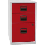 BISLEY Home Standcontainer lichtgrau, kardinalrot 3 Auszüge Kunststoff-Muldengriff schwarz 41,3 x 40,0 x 67,2 cm