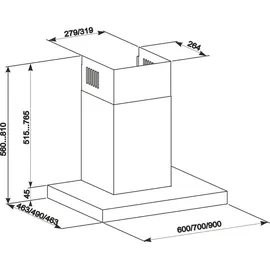 Gurari GCH 461 Dunstabzugshaube 90 cm Schwarz