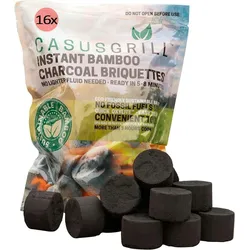 BURI 16x CASUSGRILL Grillkohle-Briketts aus Bambus natürliche Materialien Grillbriketts