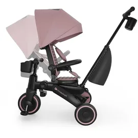 Kinderkraft JAZZ 3 Dreirad faltbar ab ca. 9 Monaten bis 25 kg, 360° drehbarer Sitz, Halbliegeposition vorwärts/rückwärts, UPF 50+ Verdeck wasserabweisend, Freilauf & Lenkermodus, kompakt faltbar, Rosa