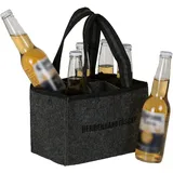 Brandsseller Herren Handtasche Flaschenkorb Flaschenträger Einkaufstasche Aufbewahrungstasche - aus Filz - für 6 Flaschen - Farbe: Dunkelanthrazit mit Stickerei Herrenhandtasche