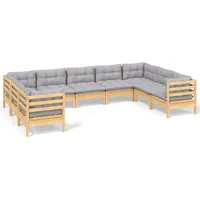 vidaXL Garten-Lounge-Set 9-tlg. grau