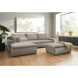 Home Affaire Ecksofa »Win, L-Form, Breite 285cm«, optional mit Schlaffunktion und Bettkasten, taupe, Cord,