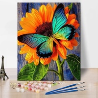 Malen nach Zahlen Erwachsene Schmetterling Malen nach Zahlen Sonnenblume Malen nach Zahlen für Kinder DIY Malen nach Zahlen Kits auf Leinwand mit Pinsel und Acrylpigment- 40 x 50 cm(rahmenlos)