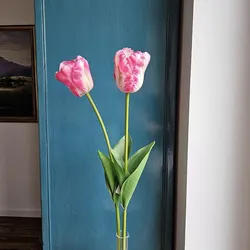 Künstliche Tulpe Deluxe, 65 cm, Real Touch, rosa-grün