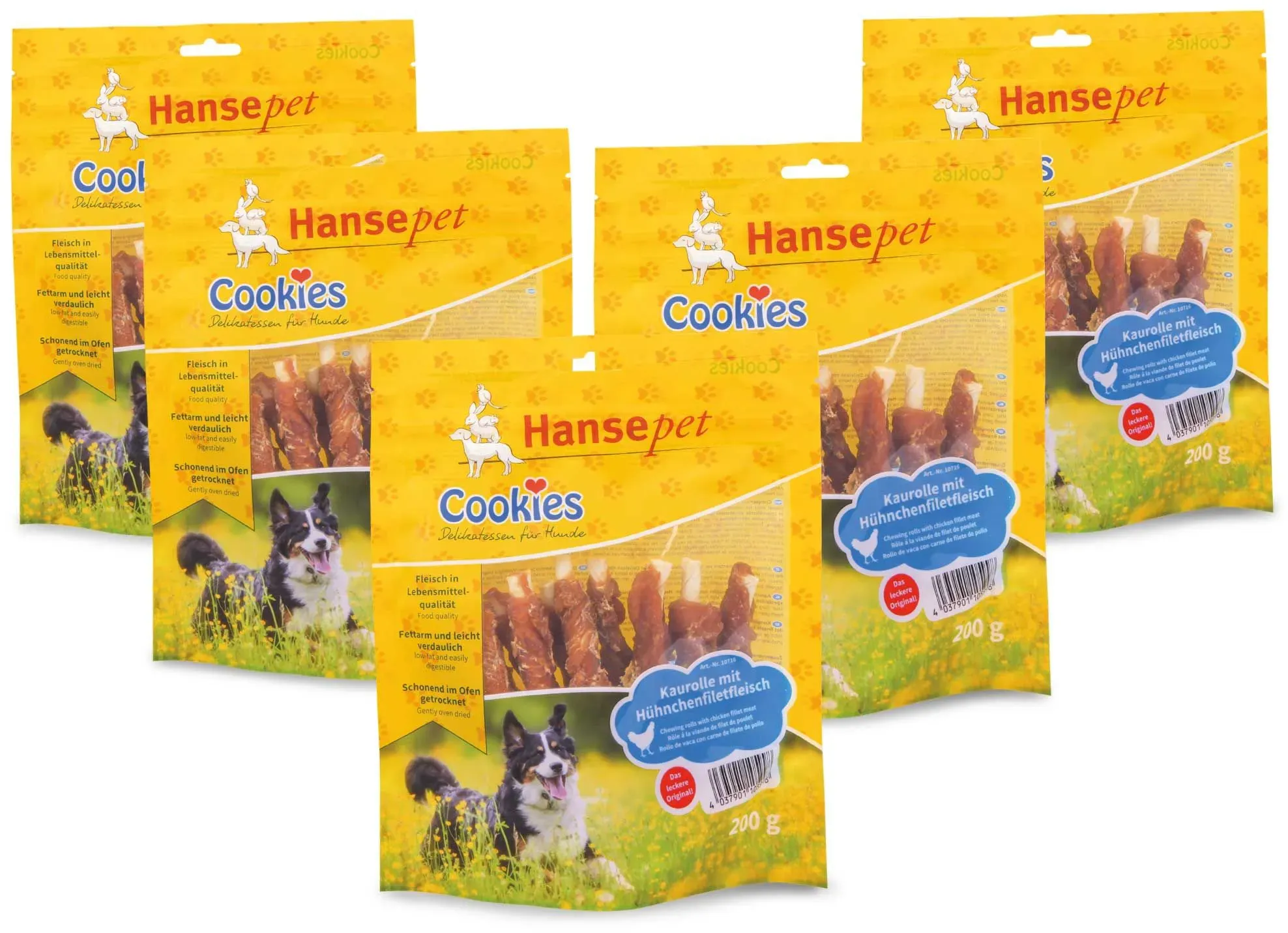 Hundesnack - Hähnchenfilet Stangen Futter 5x200 g