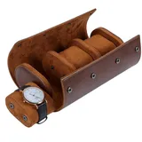 Mutig Uhrenbox Uhrenbox mit 3 Fächern Tragbar Schatulle mit abnehmbare Polster (tragbares Uhrenrollen-Vitrine, Uhrengehäuse passt auf alle Armbanduhren und Smartwatches bis zu 50 mm) gelb