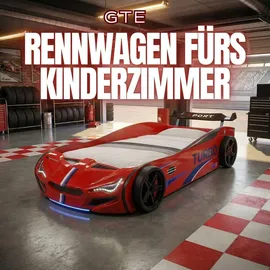 Coemo Kinderbett Rennwagen 90 x 200 cm Holz rot