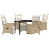 VidaXL 5-teiliges Garten-Dining-Set mit Kissen Beige Poly-Rattan