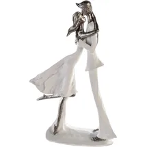 Casablanca by Gilde Casablanca Skulptur Hold me, Deko Figur Weiß, Kunstharz Statue Wohnzimmer, Büro Dekoration H. 32 cm x B. 20 cm - Couple Familien Skulpturen, Zusammenhalt Familie