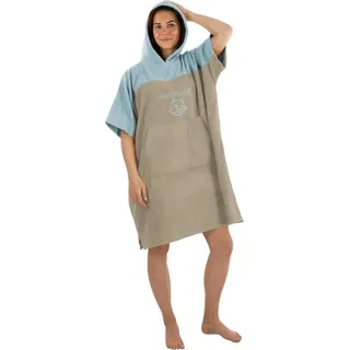 normani Badeponcho Damen Surfer Poncho Kuta, Bio-Baumwolle, Kapuze, Schlupf, Badeponcho aus 100 % saugstarker Bio-Baumwolle blau L/XL