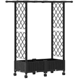 vidaXL Hochbeet Mit Rankgitter Und Dach 122,5 x 40 x 127 cm Schwarz