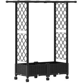 vidaXL Hochbeet Mit Rankgitter Und Dach 122,5 x 40 x 127 cm Schwarz