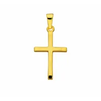 Kreuzkette ADELIA ́S "Halskette - Kreuzkette mit Kreuz Anhänger aus 585 Gold", gold, Halsketten, Damen, Gelbgold 585 Gold, Gelbgold 585, Gold, Kreuzkette, Schmuckset mit bis 45 cm stufenlos verstellbarer 925 Silber Halskette
