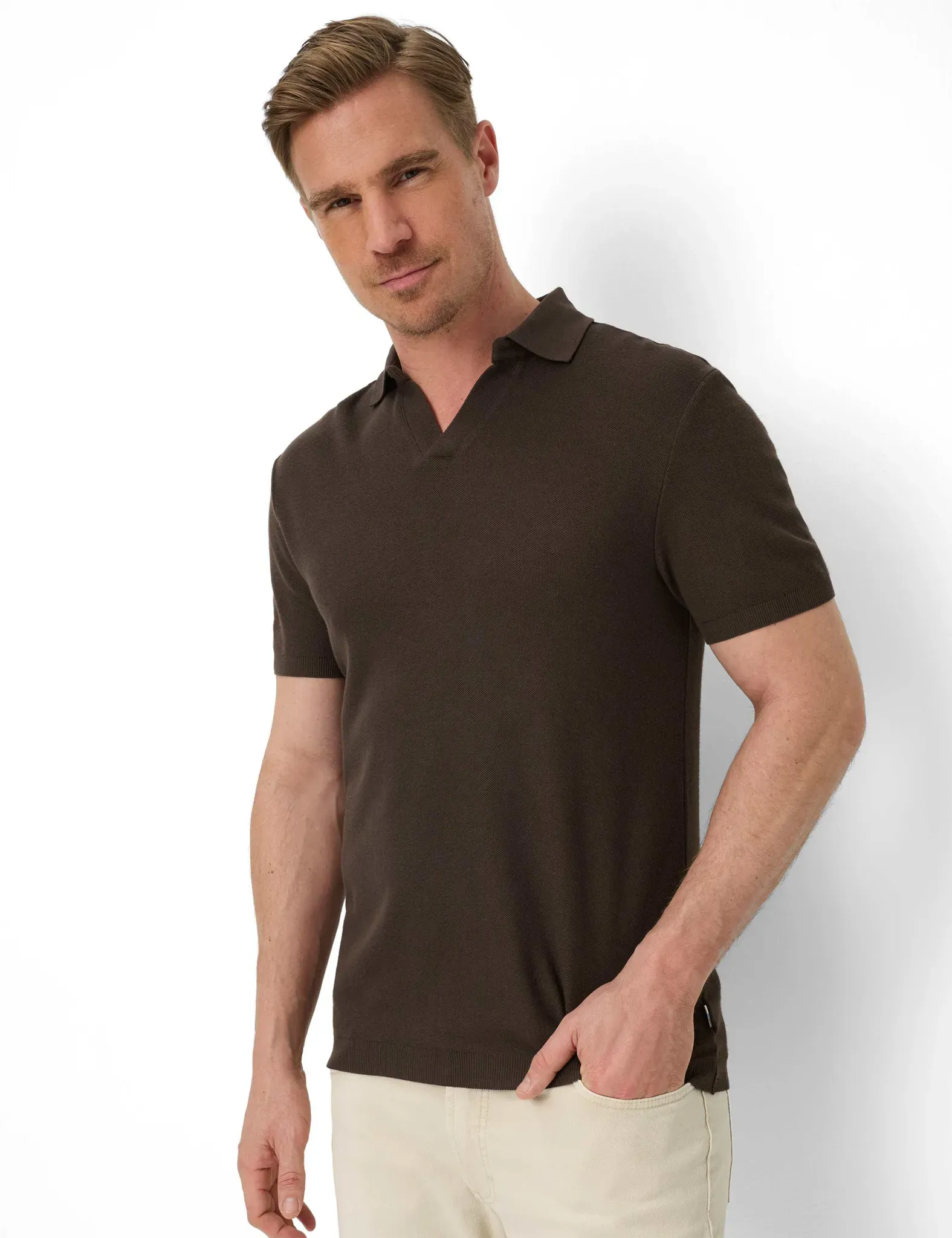Brax Herren Polo Style PRINCETON chocolate, dunkelbraun, Gr. M
