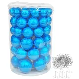 Jack by Inge Glas 60x Glas Christbaumkugeln 4 5 6 7 cm Weihnachtskugeln Eislack Blau + Haken