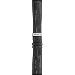 Mido - Leder Baroncelli Ii Quartz Lederband Schwarz 20/18mm M600017753 - alligator-prägung,rind,schwarz