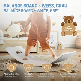 joyz Balance Board aus Holz für Kinder Erwachsene, Weiß Anti-Rutsch, 83x30 cm, Spielzeug, Holzspielzeug
