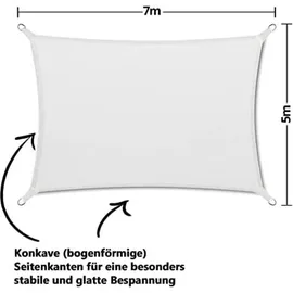 casa pura Wasserabweisendes Sonnensegel rechteckig 500 x 700 cm Weiß