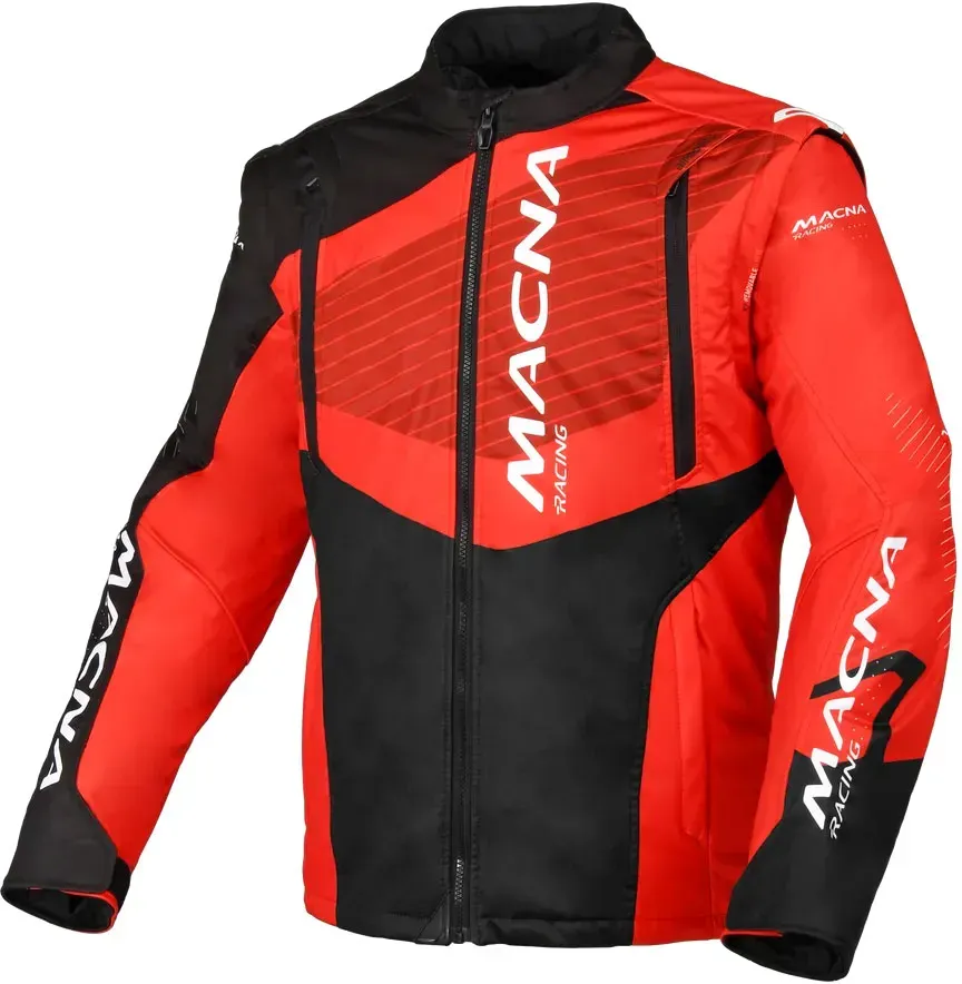 Macna Crest, veste en textile - Noir/Rouge - XXL