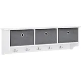 [en.casa] Wandgarderobe Horsens mit Aufbewahrungsboxen 100x20x30cm Weiß/Grau