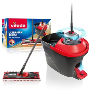Vileda Bodenwischer Ultramax Turbo 2in1 mit Teleskopstiel (75–130 cm) und Mikrofaserbezug