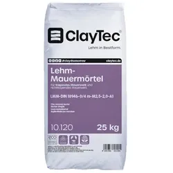 CLAYTEC Lehm-Mauermörtel schwer, 1800 kg/m3 - 25 kg Sack