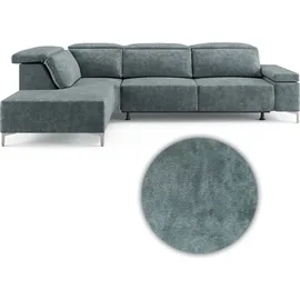 VitaliSpa Ecksofa James Grau Relaxfunktion 218x86 cm Linke Ecke,