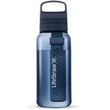 LifeStraw Go Serie - BPA-freie Trinkflasche mit Wasserfilter 1l für Reisen und den täglichen Gebrauch - entfernt Bakterien, Parasiten, Mikroplastik und verbessert den Geschmack, Aegean Sea (blau)