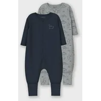 NAME IT Schlafanzug »NBMNIGHTSUIT 2P ZIP FF GREY DINO