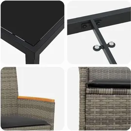 vidaXL Garten Essgruppe 5 pcs Grau Poly-Rattan