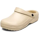 CERYTHRINA Herren Winter Clogs Warm Gefüttert – Eva Garten Clogs Wasserdicht & rutschfest – Bequeme Gefütterte Gartenschuhe für Innen & Außen Beige 48 - 48 EU