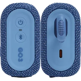 JBL GO 3 Eco – Kleine Bluetooth Box aus recyceltem Material in Blau – Wasserfester, tragbarer Lautsprecher für unterwegs – Bis zu 5h Wiedergabezeit mit nur einer Akkuladung