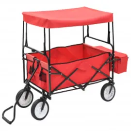 vidaXL Klappbarer Handwagen mit Sonnendach rot