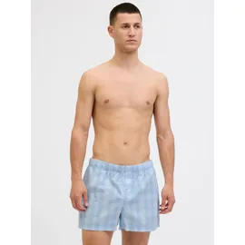 JACK & JONES Milano Boxershorts Chambray Blue / Chambray Striped / Skyway Checks M 3er Pack