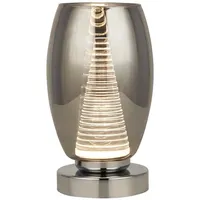 Searchlight Nachttischlampe Tischlampe Tischleuchte Rauchglas Wohnzimmerlampe H 20,5 cm