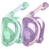 X99 Schnorchelmaske Vollmaske,180-Grad-Sicht Anti-Fog Tauchmaske mit Sportkameras Kompatible, Taucherbrille für Kinder
