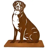 Terma Stahldesign Rost Hund Schweizer Sennenhund lebensgroß Metall Gartenfigur Handmade Germany wetterfest Gartendeko Tierfigur Grabdeko Geschenk