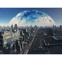 Fototapete PAPERMOON "PLANETEN-FUTURISTISCH WELTRAUM MOON GALAXIE UNIVERSUM", bunt, B:5,00m L:2,80m, Vlies, Tapeten