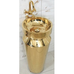 Casa Padrino Luxus Edelstahl Waschtisch Gold 40 x H. 86 cm - Goldene Badezimmer Möbel - Hotel & Restaurant Kollektion - Luxus Qualität