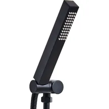 Beliani Handbrause Schwarz Metall Quadratisch Stab 1 Strahlart Modern Klassisch Duschkopf Badezimmer Stabhandbrause Stabbrause