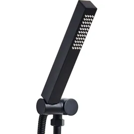 Beliani Handbrause Schwarz Metall Quadratisch Stab 1 Strahlart Modern Klassisch Duschkopf Badezimmer Stabhandbrause Stabbrause