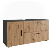 Vicco Waschbeckenunterschrank 2 Schubladen 120,1 x 60,6 x 41,0 cm Anthrazit/Goldkraft Eiche