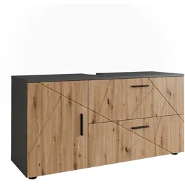 Vicco Waschbeckenunterschrank 2 Schubladen 120,1 x 60,6 x 41,0 cm Anthrazit/Goldkraft Eiche