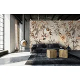 Living Walls Vliestapete Vogel-Tapete florales Muster Beige/Braun 10 m 1 St grau